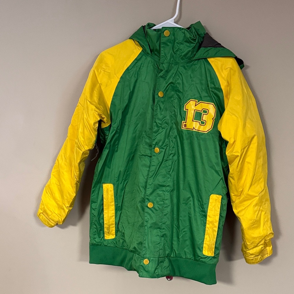 Burton Kids snowboard Jacket in Green and Yellow, with armpit vents